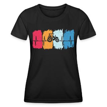 Retro traktor herzschlag trecker t-shirt landwirt - Frauen Funktions-T-Shirt - Schwarz - Vorne - AI Model Female 172 light (172cm)