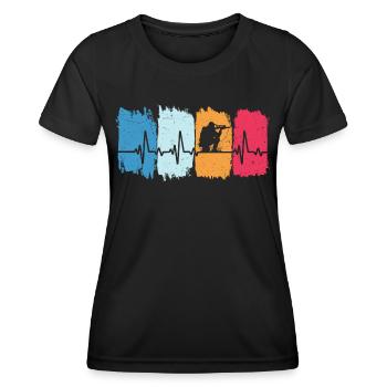 hunter hunting retro heartbeat hunting dog t-shirt hunting - Women's Functional T-Shirt - black - Front - AI Model Female 172 light (172cm)