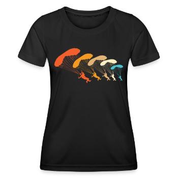 Fallschirmspringer Retro Skydiving Fallschirm - Frauen Funktions-T-Shirt - Schwarz - Vorne - AI Model Female 172 light (172cm)