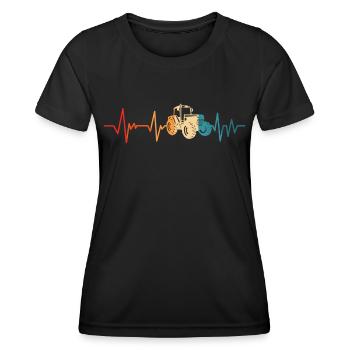 Retro Traktor Landwirt Herzschlag Trecker Bauer - Frauen Funktions-T-Shirt - Schwarz - Vorne - AI Model Female 172 light (172cm)