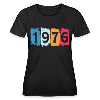 T-shirt rétro 1976 76 millésime 1976 - T-shirt sport Femme - noir - Devant - AI Model Female 172 light (172cm)