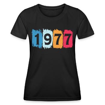 Retro 1977 t-shirt 77 vintage 1977 - Women's Functional T-Shirt - black - Front - AI Model Female 172 light (172cm)