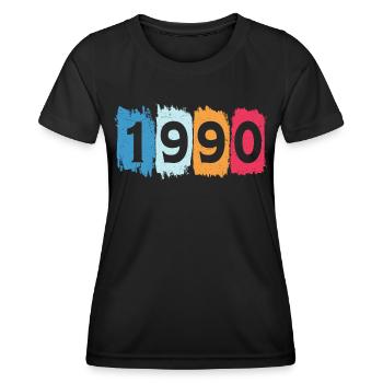 Retro 1990 t-shirt 90 vintage 1990 - Frauen Funktions-T-Shirt - Schwarz - Vorne - AI Model Female 172 light (172cm)
