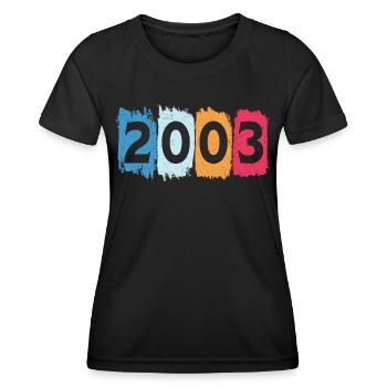T-shirt rétro 2003 03 millésime 2003 - T-shirt sport Femme - noir - Devant - AI Model Female 172 light (172cm)