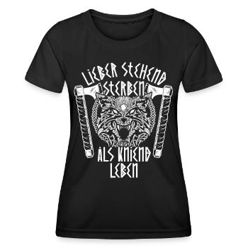 Nordischer Germane Wikinger mit Ehre und Stolz - Frauen Funktions-T-Shirt - Schwarz - Vorne - AI Model Female 172 light (172cm)
