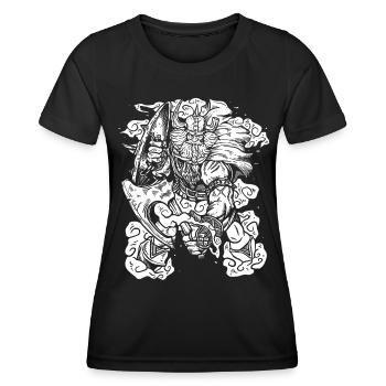 Norse Viking Warrior - Axe & Beard - Women's Functional T-Shirt - black - Front - AI Model Female 172 light (172cm)