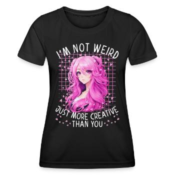Mädchen Anime Manga Spruch merkwürdig Kreativ - Frauen Funktions-T-Shirt - Schwarz - Vorne - AI Model Female 172 light (172cm)