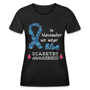 Im November wir tragen wir blau Diabetes Awareness - Frauen Funktions-T-Shirt - Schwarz - Vorne - AI Model Female 172 light (172cm)