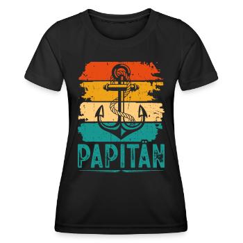 Papitän Kapitän Papa Bootsfahrer Motorboot Vater - Frauen Funktions-T-Shirt - Schwarz - Vorne - AI Model Female 172 light (172cm)