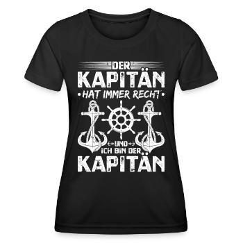 Kapitän hat immer Recht Sportboot Motorboot - Frauen Funktions-T-Shirt - Schwarz - Vorne - AI Model Female 172 light (172cm)