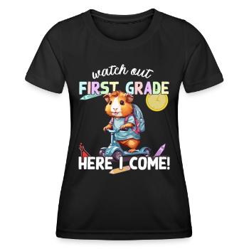 Cochon d’Inde Premier jour d’école Scooter School - T-shirt sport Femme - noir - Devant - AI Model Female 172 light (172cm)
