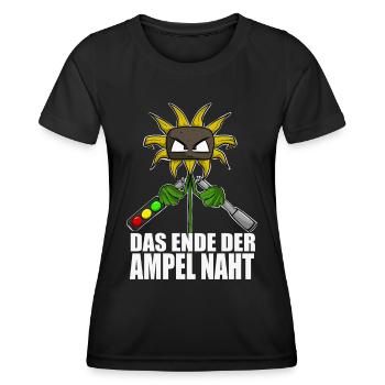 Gegen Grüne Politik Ampel Sonnenblume - Frauen Funktions-T-Shirt - Schwarz - Vorne - AI Model Female 172 light (172cm)
