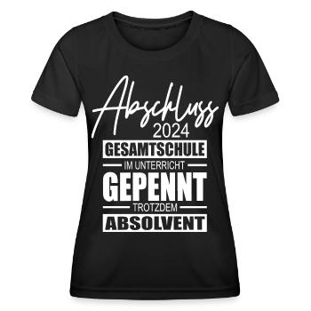 Abschluss 2024 Gesamtschule - Frauen Funktions-T-Shirt - Schwarz - Vorne - AI Model Female 172 light (172cm)