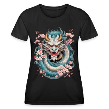 Japanese Dragon Picture Tattoo Aesthetic - Women's Functional T-Shirt - black - Front - AI Model Female 172 light (172cm)