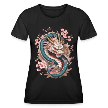 Japanese Dragon Streetwear Aesthetic Design - Women's Functional T-Shirt - black - Front - AI Model Female 172 light (172cm)