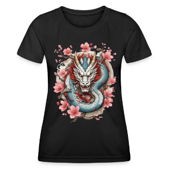 Japanischer Drache Aesthetic Streetwear Design - Frauen Funktions-T-Shirt - Schwarz - Vorne - AI Model Female 172 light (172cm)
