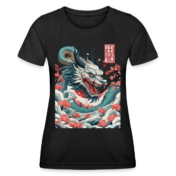 Japanischer Drache Tattoo Aesthetic Streetwear - Frauen Funktions-T-Shirt - Schwarz - Vorne - AI Model Female 172 light (172cm)