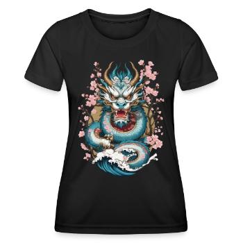 Japanese Dragon Tattoo Aesthetic Streetwear - Women's Functional T-Shirt - black - Front - AI Model Female 172 light (172cm)