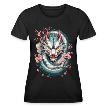 Japanese Dragon Design Aesthetic Streetwear - Women's Functional T-Shirt - black - Front - AI Model Female 172 light (172cm)
