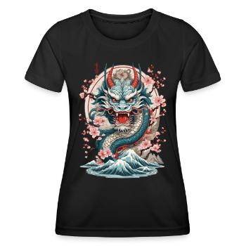 Japanischer Drache Tattoo Aesthetic Streetwear - Frauen Funktions-T-Shirt - Schwarz - Vorne - AI Model Female 172 light (172cm)