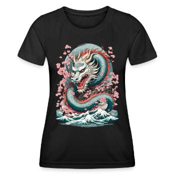 Japanese Dragon Tattoo Aesthetic Streetwear - Women's Functional T-Shirt - black - Front - AI Model Female 172 light (172cm)