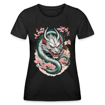 Tatouage de dragon japonais streetwear esthétique - T-shirt sport Femme - noir - Devant - AI Model Female 172 light (172cm)