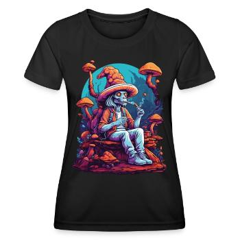 Alien Forest Mushrooms Psychedelic Goa Trance - Women's Functional T-Shirt - black - Front - AI Model Female 172 light (172cm)