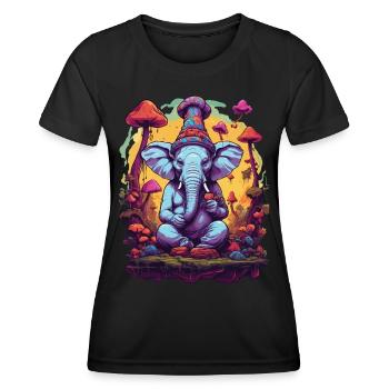 Elefant Psychedelic Art Musik Festival Farben - Frauen Funktions-T-Shirt - Schwarz - Vorne - AI Model Female 172 light (172cm)