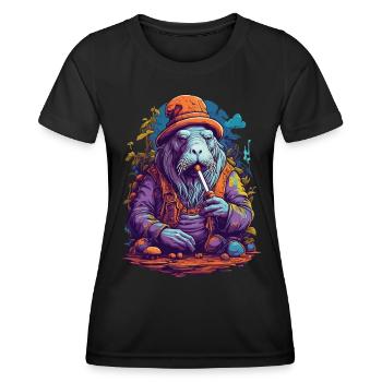 Walross Psychedelic Art Musik Festival Farben - Frauen Funktions-T-Shirt - Schwarz - Vorne - AI Model Female 172 light (172cm)