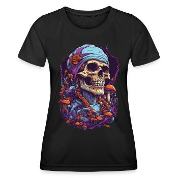 Vivid Colors Music Forest Mushrooms Psychedelic - Women's Functional T-Shirt - black - Front - AI Model Female 172 light (172cm)