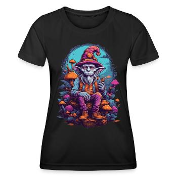 Goblin Psychedelic Art Wald Pilze Musik Festival - Frauen Funktions-T-Shirt - Schwarz - Vorne - AI Model Female 172 light (172cm)