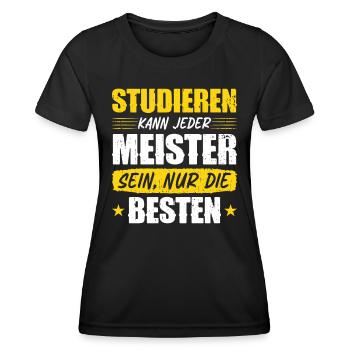 Funny Master Saying Humor Master Certificate - Women's Functional T-Shirt - black - Front - AI Model Female 172 light (172cm)