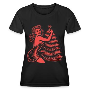 Christmas in retro vintage style - Women's Functional T-Shirt - black - Front - AI Model Female 172 light (172cm)