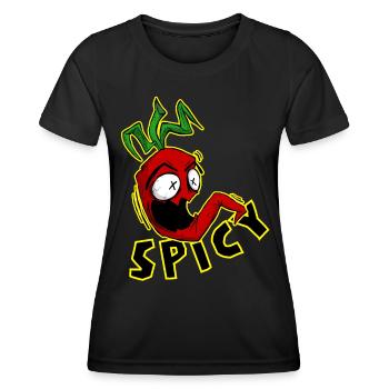 Lustige Chili. SPICY. Comic Chilischote - Frauen Funktions-T-Shirt - Schwarz - Vorne - AI Model Female 172 light (172cm)