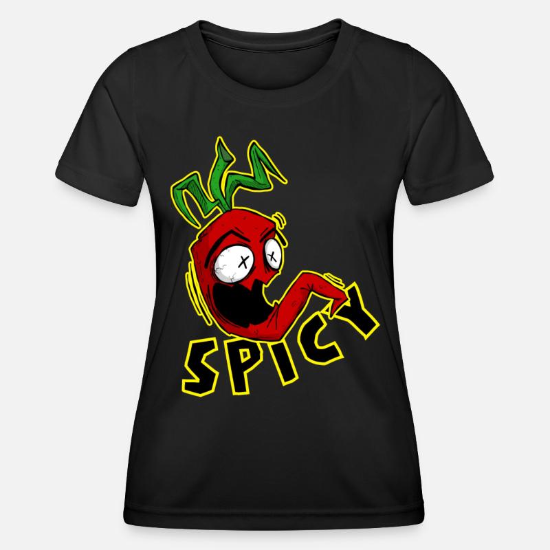 Funny chili. SPICY. Comic Chili Pepper - Women's Functional T-Shirt - black