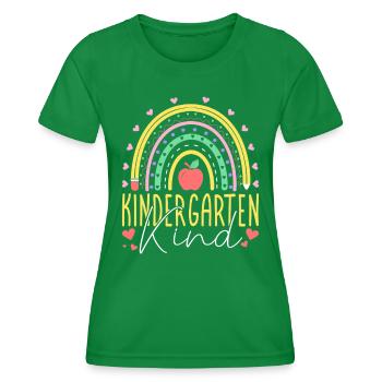 Kids Kindergarten Kid Rainbow Girl - Women's Functional T-Shirt - kelly green - Front - AI Model Female 172 dark (172cm)