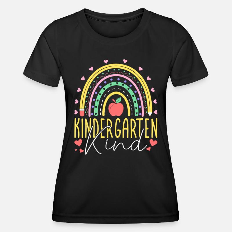 Kids Kindergarten Kid Rainbow Girl - Women's Functional T-Shirt - black