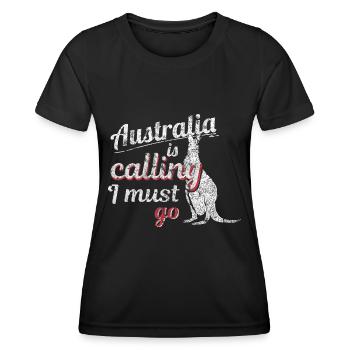 Australie - T-shirt sport Femme - noir - Devant - AI Model Female 172 light (172cm)
