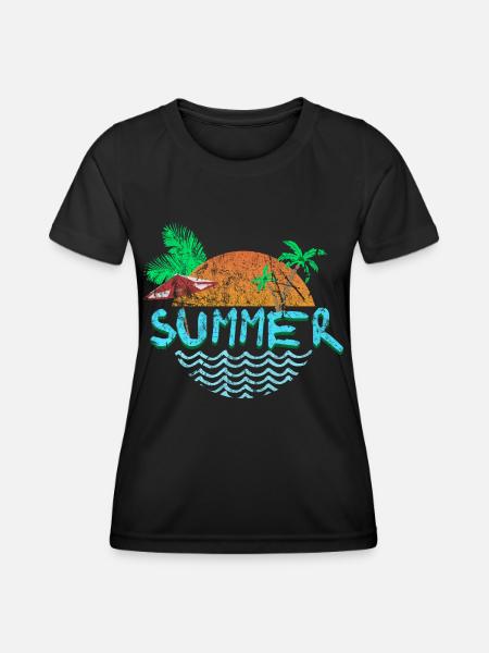 Strand - Frauen Funktions-T-Shirt - Schwarz