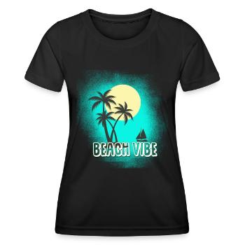 Strand - Frauen Funktions-T-Shirt - Schwarz - Vorne - AI Model Female 172 light (172cm)