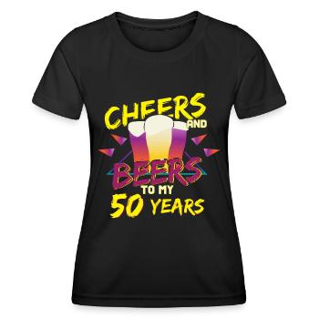 Bier 50. Geburtstag - Frauen Funktions-T-Shirt - Schwarz - Vorne - AI Model Female 172 light (172cm)