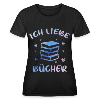 Ich Liebe Bücher | Die Tut Nix Die Will Nur Bücher - Frauen Funktions-T-Shirt - Schwarz - Vorne - AI Model Female 172 light (172cm)