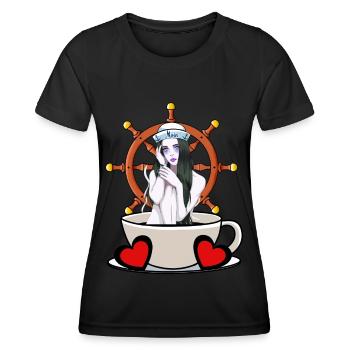 Maritim Steuerrad Steuermann Seefahrt Matrose Moin - Frauen Funktions-T-Shirt - Schwarz - Vorne - AI Model Female 172 light (172cm)