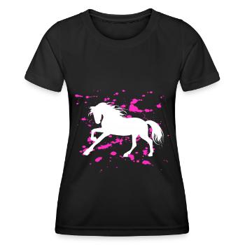 Pferde und Reiten. Reitmode für Pferdefreunde - Frauen Funktions-T-Shirt - Schwarz - Vorne - AI Model Female 172 light (172cm)