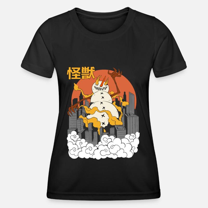 Cheval Géant Coucher de Soleil Japonais - T-shirt sport Femme - noir