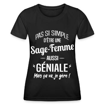 Sage-Femme - T-shirt sport Femme - noir - Devant - AI Model Female 172 light (172cm)