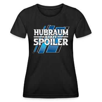 Hubraum statt Spoiler - Motorsport - Frauen Funktions-T-Shirt - Schwarz - Vorne - AI Model Female 172 light (172cm)