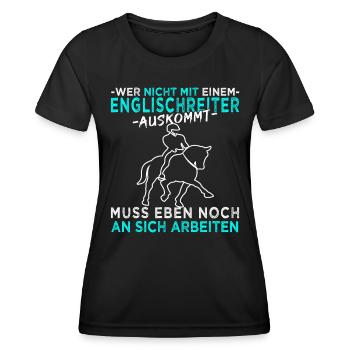 Dressurreiten, Dressurpferd, Dressur Pferdemädchen - Frauen Funktions-T-Shirt - Schwarz - Vorne - AI Model Female 172 light (172cm)