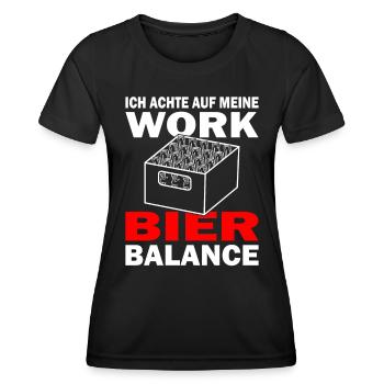 Achte auf meine Work Bier Balance - Bier Liebhaber - Frauen Funktions-T-Shirt - Schwarz - Vorne - AI Model Female 172 light (172cm)