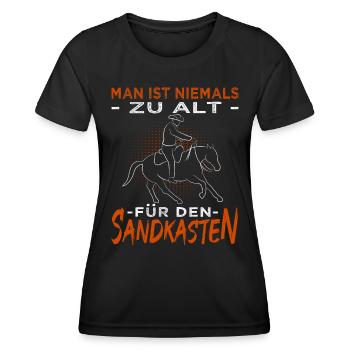 Westernreiten - Westernpferd - Reining - Frauen Funktions-T-Shirt - Schwarz - Vorne - AI Model Female 172 light (172cm)